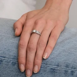 Bague Tulipe Or Gris Diamants