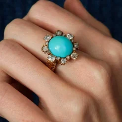 Bague turquoise et diamants, XIXème