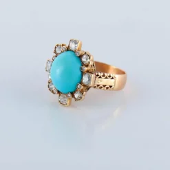 Bague turquoise et diamants, XIXème