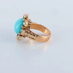 Bague turquoise et diamants, XIXème