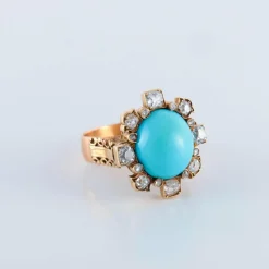 Bague turquoise et diamants, XIXème