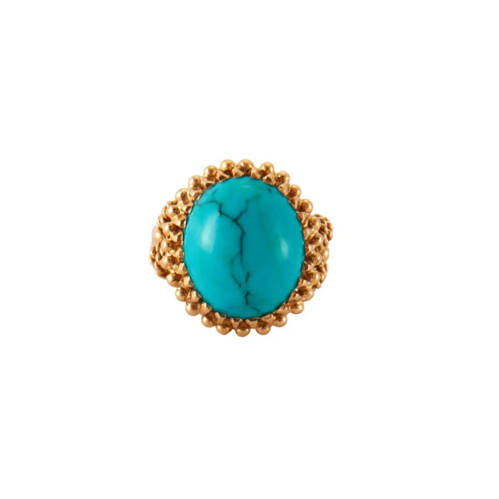 Bague turquoise, or rose