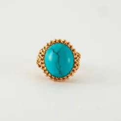 Bague turquoise, or rose