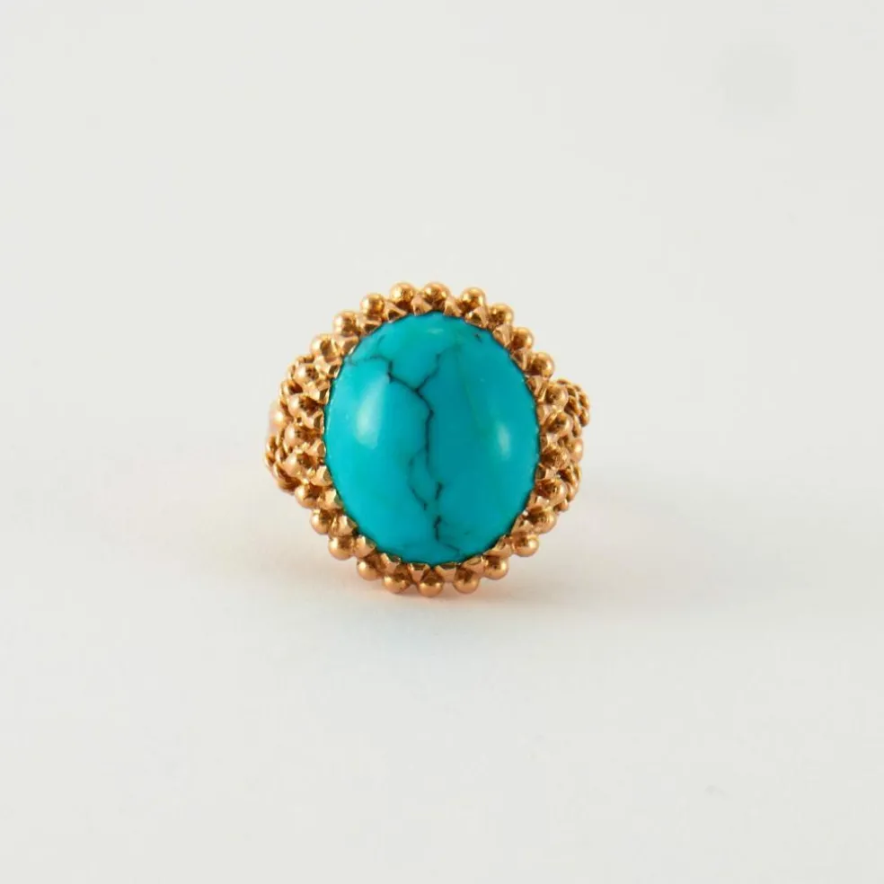 Bague turquoise, or rose