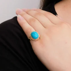 Bague turquoise, or rose