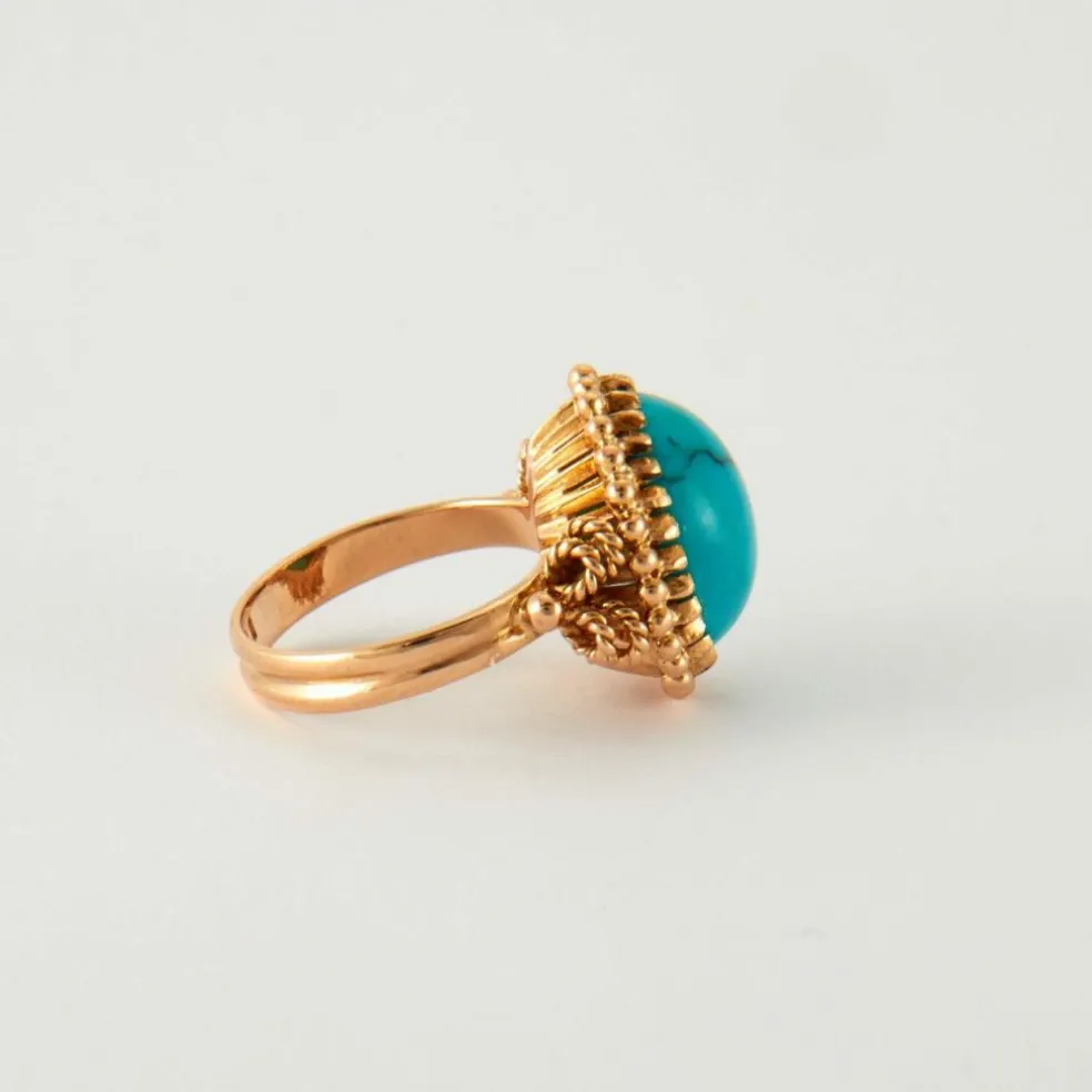 Bague turquoise, or rose