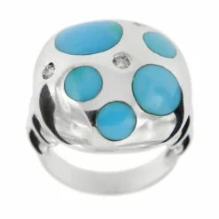Bague turquoises et diamants