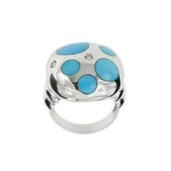 Bague turquoises et diamants