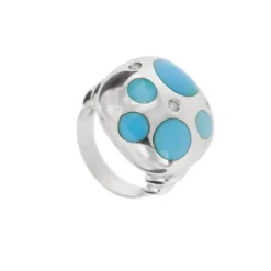 Bague turquoises et diamants
