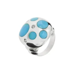 Bague turquoises et diamants
