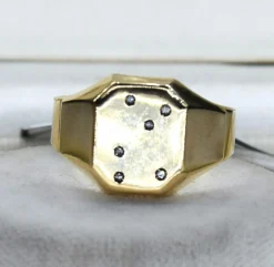 Bague unisexe or jaune diamants