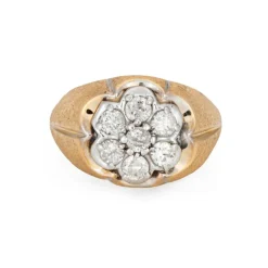 Bague unisexe vintage des années 70 avec diamant 1 ct