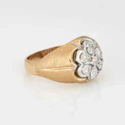 Bague unisexe vintage des années 70 avec diamant 1 ct