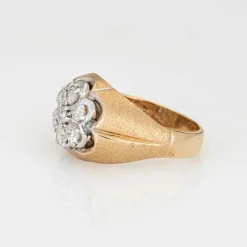 Bague unisexe vintage des années 70 avec diamant 1 ct