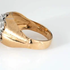 Bague unisexe vintage des années 70 avec diamant 1 ct