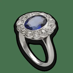 Bague vers 1930 en Or gris 18k et platine avec verneuil et diamants. taille 55.