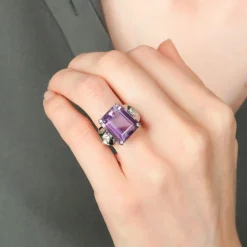 BAGUE "VICTOIRE" AMETHYSTE & DIAMANTS