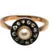 Bague Victorienne 2 ors, diamants, perles