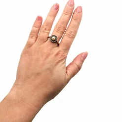Bague Victorienne 2 ors, diamants, perles