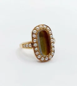 Bague victorienne à secret or jaune reliquaire ornée de perles (circa 1880) bague poison