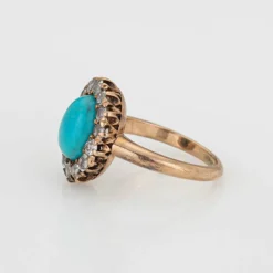 Bague Victorienne Ancienne Turquoise et Diamant