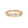 Bague victorienne antique à 5 diamants, bande en or jaune 14 carats, taille ancienne