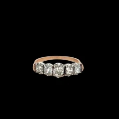 Bague victorienne en or et argent avec diamant de 1,50 carat