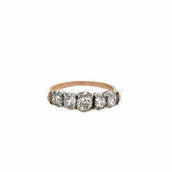 Bague victorienne en or et argent avec diamant de 1,50 carat