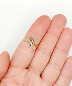 Bague victorienne or, trèfle et diamant taille roses (circa 1880)
