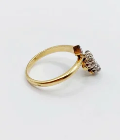Bague victorienne or, trèfle et diamant taille roses (circa 1880)