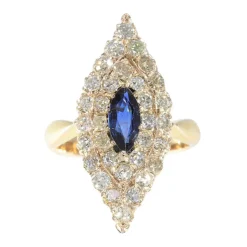 Bague victorienne saphir diamants