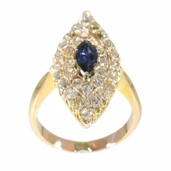 Bague victorienne saphir diamants