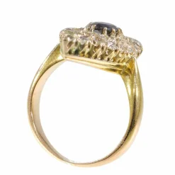 Bague victorienne saphir diamants