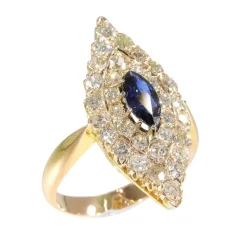Bague victorienne saphir diamants