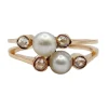 Bague victorienne toi et moi or rose, perles épaulées de diamant (circa 1900)