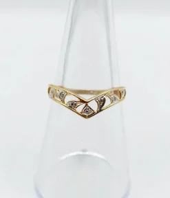Bague vintage à chevron or jaune, petits diamants
