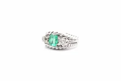 Bague vintage 1950 émeraude et diamants