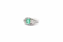 Bague vintage 1950 émeraude et diamants