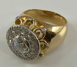 Bague Vintage 1960 Or Jaune, Platine & Diamants