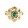 Bague Vintage 2 Ors Emeraude Diamants