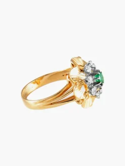 Bague Vintage 2 Ors Emeraude Diamants