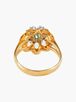 Bague Vintage 2 Ors Emeraude Diamants