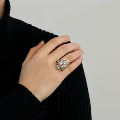 BAGUE VINTAGE AIGRETTE OR ET DIAMANTS