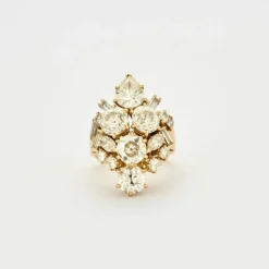 BAGUE VINTAGE AIGRETTE OR ET DIAMANTS