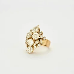 BAGUE VINTAGE AIGRETTE OR ET DIAMANTS