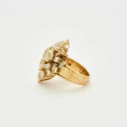 BAGUE VINTAGE AIGRETTE OR ET DIAMANTS