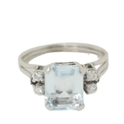 Bague vintage Aigue marine Diamants