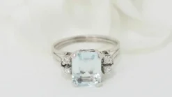 Bague vintage Aigue marine Diamants