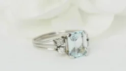 Bague vintage Aigue marine Diamants