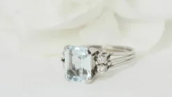 Bague vintage Aigue marine Diamants